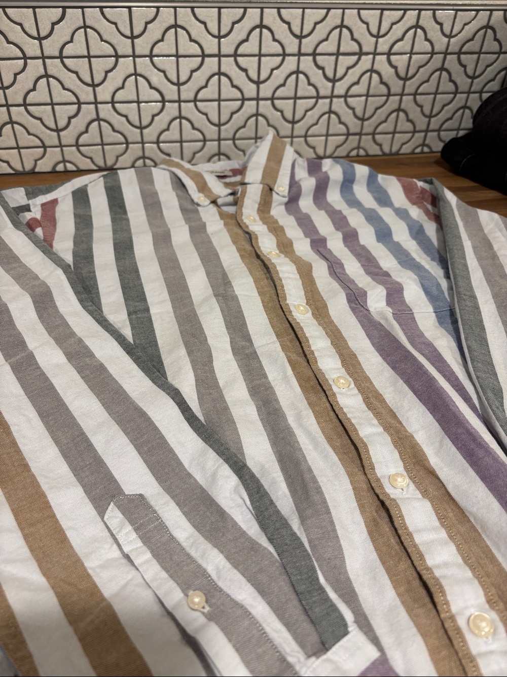 J. Crew Men's Multicolor Vertical Stripe Button-Down Shirt broken in Oxford